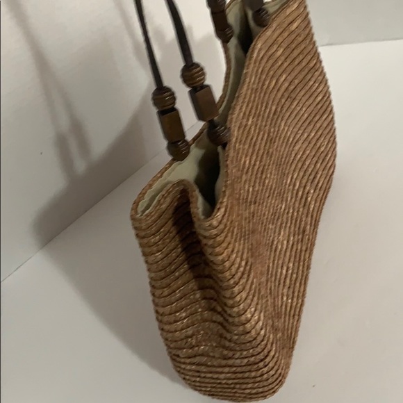 Brown / tan handbag 100% wheat straw weaved - Picture 8 of 8